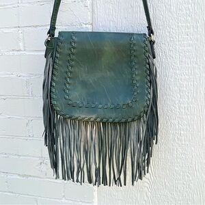 Green Fringe Crossbody Purse